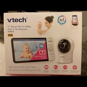 VTech Baby Monitor. Has 2 way talk, camera control from monitor, etc..